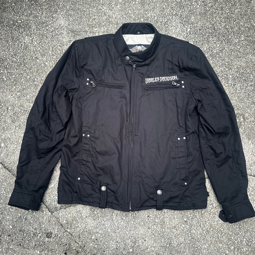 Harley-Davidson Mens Black Cotton Jacket Cream Lining M